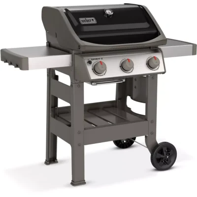Barbecue gaz WEBER Spirit II E-310 noir grill e et plancha 3 bruleurs sur chariot, 60×44 cm