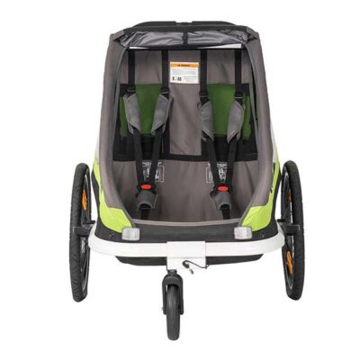 Remorque hamax traveller Bike Trailer for 2 Kids, incl. drawbar and buggy wheel – green/grey